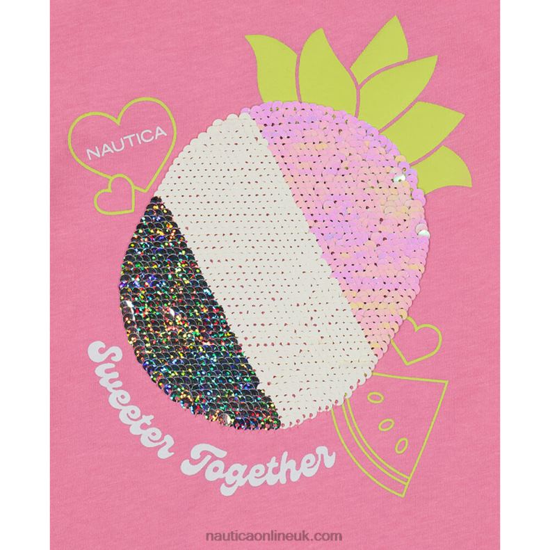 Nautica Little Girls\' Sequin Pineapple T-Shirt (4-6X) L6J4L1524 Faded Orange