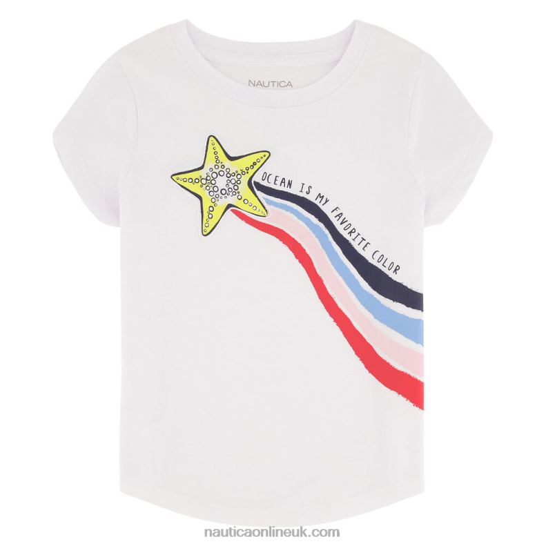 Nautica Little Girls' Shooting Star T-Shirt (4-6X) L6J4L1533 Antique White Wash