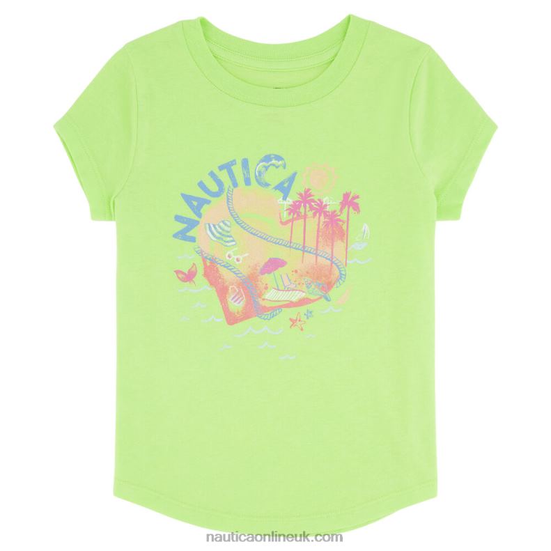 Nautica Toddler Girls' Island T-Shirt (2T-4T) L6J4L1560 Biscay Teal