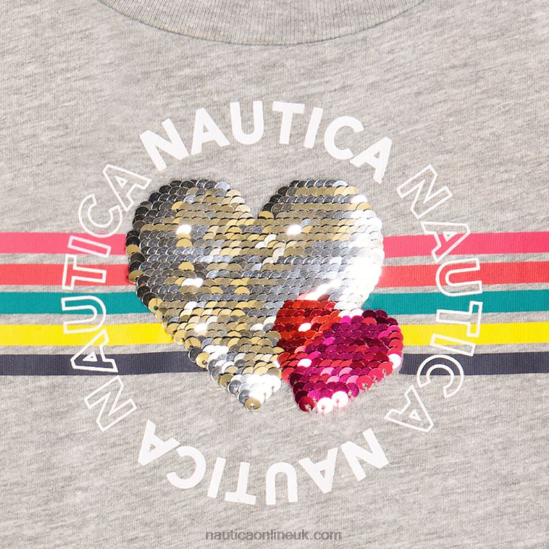 Nautica Toddler Girls\' Linked Heart T-Shirt (2T-4T) L6J4L1431 Grey Heather