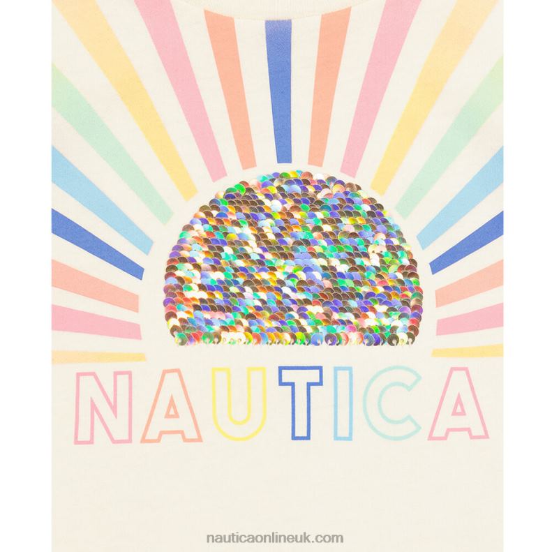 Nautica Toddler Girls\' Ombre Sun T-Shirt (2T-4T) L6J4L1390 White Cap