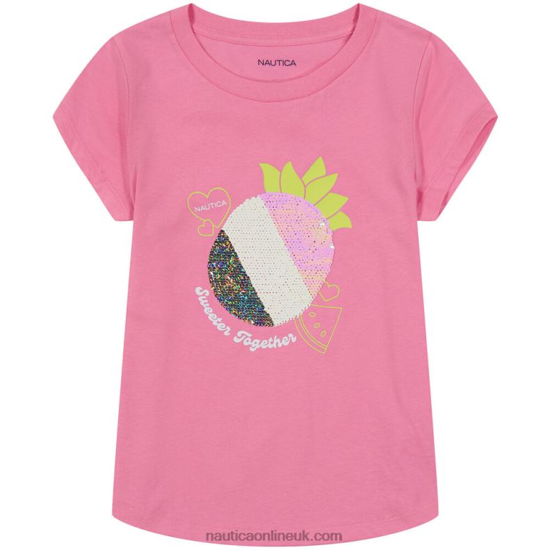 Nautica Toddler Girls\' Sequin Pineapple T-Shirt (2T-4T) L6J4L1526 Faded Orange