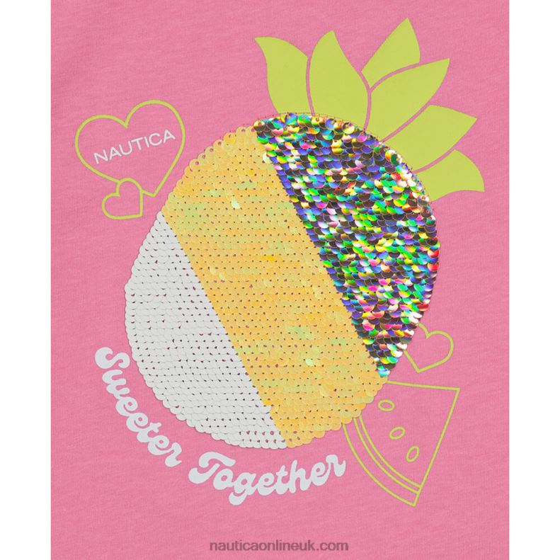 Nautica Toddler Girls\' Sequin Pineapple T-Shirt (2T-4T) L6J4L1526 Faded Orange