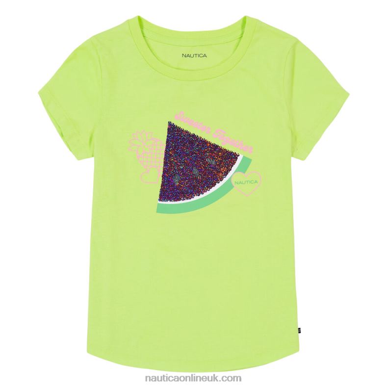 Nautica Toddler Girls' Sequin Watermelon T-Shirt (2T-4T) L6J4L1558 Biscay Teal