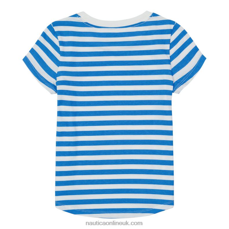 Nautica Toddler Girls\' Striped T-Shirt (2T-4T) L6J4L1557 Surf Water Wash