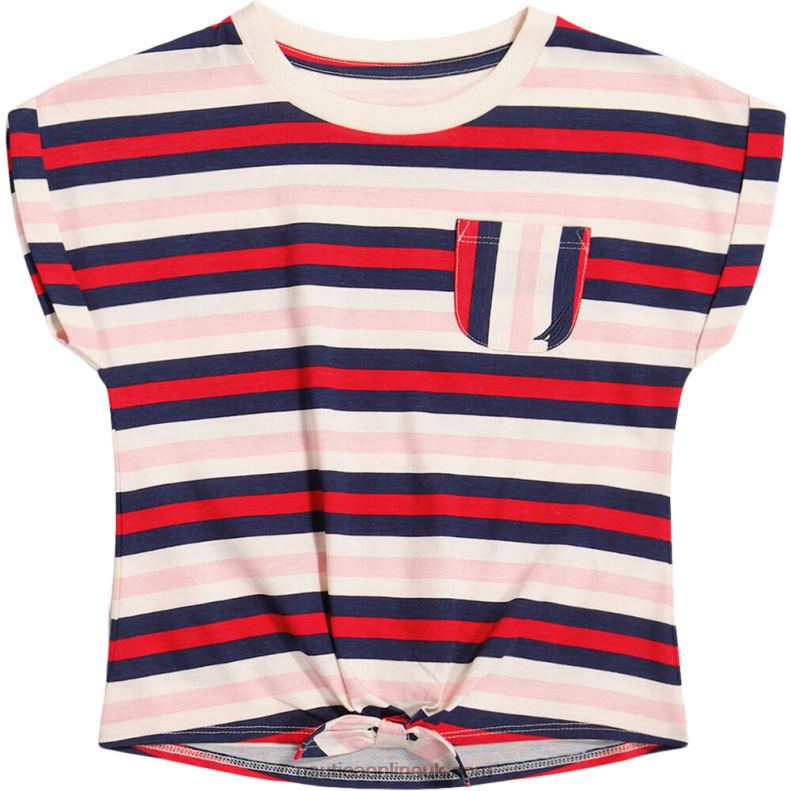 Nautica Toddler Girls' Striped Tie-Front Pocket T-Shirt (2T-4T) L6J4L1425 Tomato