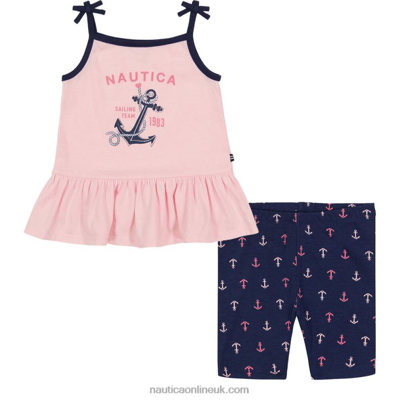 Nautica Toddler Girls' Tank 2Pc Bike Short Set (2T-4T) L6J4L1500 Raspberry