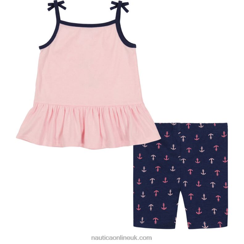 Nautica Toddler Girls\' Tank 2Pc Bike Short Set (2T-4T) L6J4L1500 Raspberry
