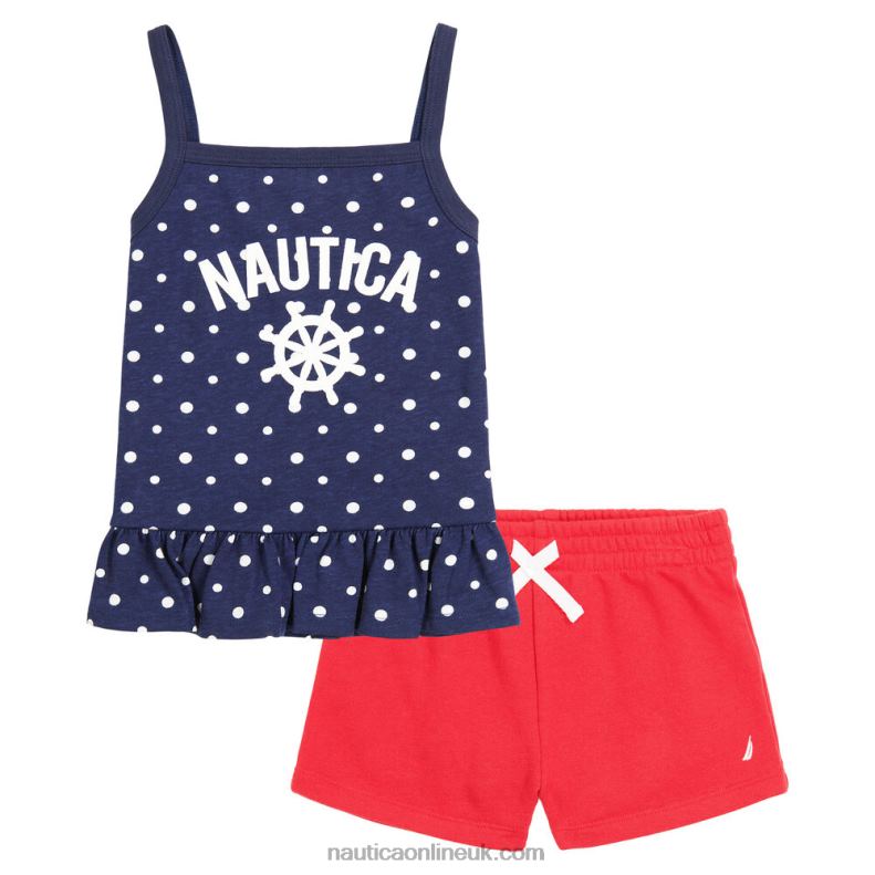 Nautica Toddler Girls' Tank 2Pc Terry Short Set (2T-4T) L6J4L1501 Antique White Wash