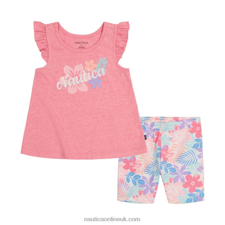 Nautica Toddler Girls' Tunic 2Pc Bike Short Set (2T-4T) L6J4L1465 Forest Green