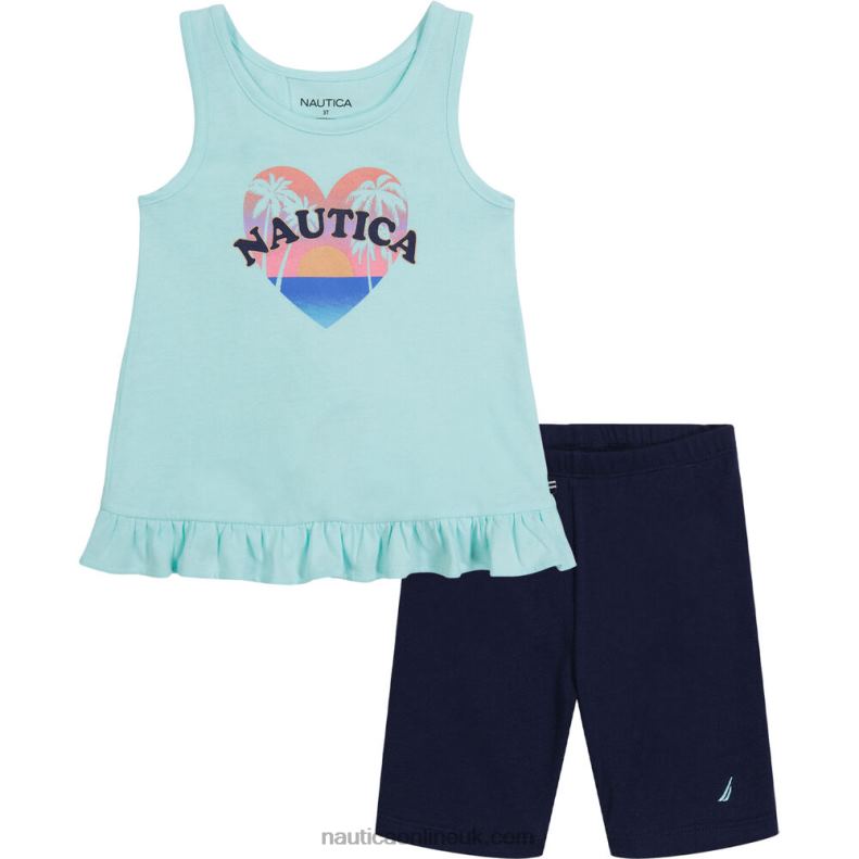 Nautica Toddler Girls' Tunic 2Pc Bike Short Set (2T-4T) L6J4L1487 Admiral Blue
