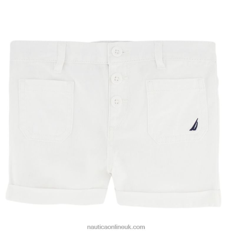 Nautica Girls' Cuffed Pull-On Short (7-16) L6J4L1339 Antique White Wash