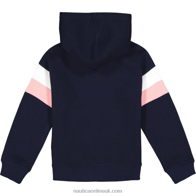 Nautica Little Girls\' Colorblock Fleece Hoodie (4-6X) L6J4L1331 Navy