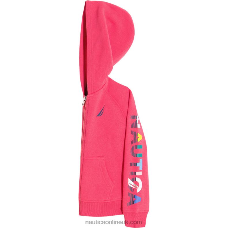 Nautica Little Girls\' Logo Sleeve Full-Zip Hoodie (4-6X) L6J4L1397 Dark Acacia