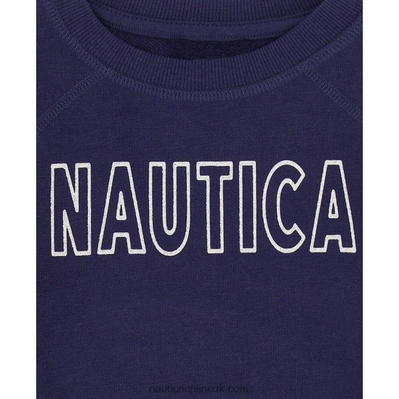 Nautica Little Girls\' Tie-Front Sweatshirt (4-7) L6J4L1495 Navy