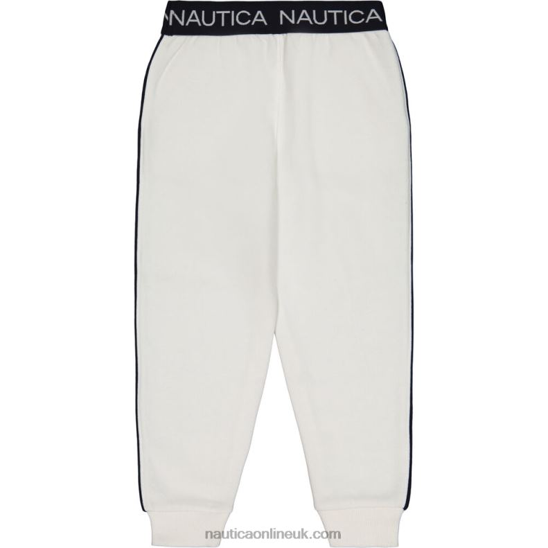 Nautica Toddler Girls\' Side-Stripe Fleece Jogger (2T-4T) L6J4L1372 White