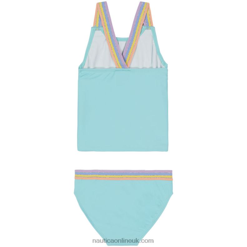 Nautica Girls\' Multicolor Striped Logo And Strap Tankini (8-16) L6J4L1494 Star Sapphire