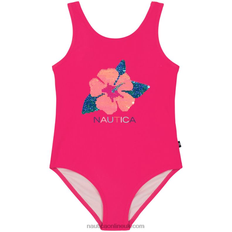 Nautica Little Girls' Flower One-Piece (4-6X) L6J4L1520 Dark Acacia