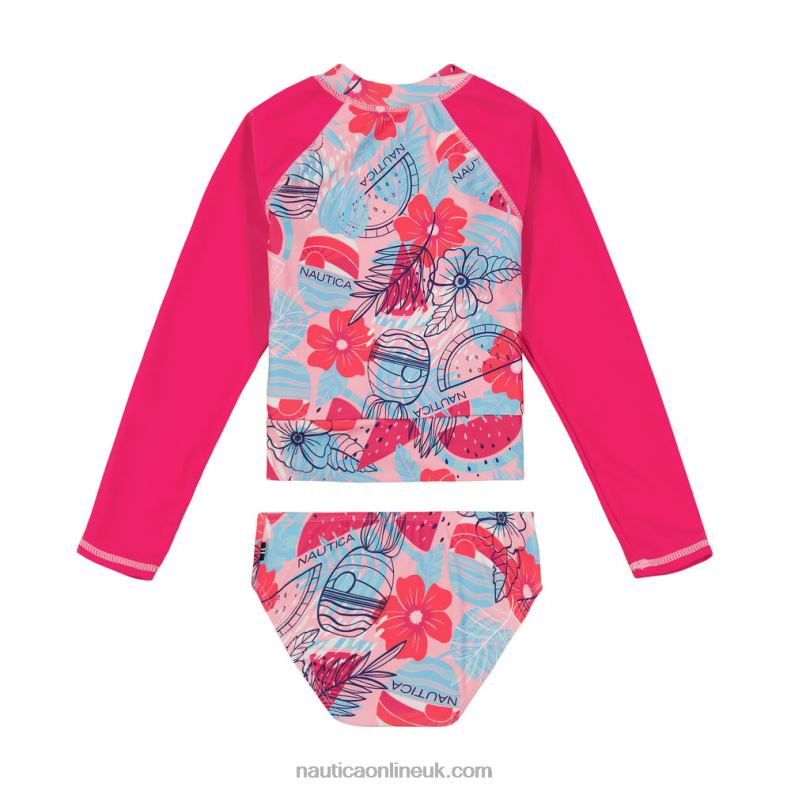 Nautica Little Girls\' Fruit Rash Guard Set (4-6X) L6J4L1525 Dark Acacia