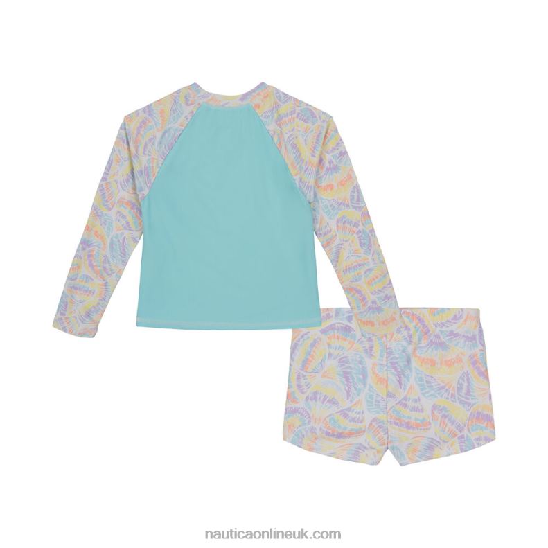 Nautica Little Girls\' Seashell Rash Guard Set (4-6X) L6J4L1480 Star Sapphire
