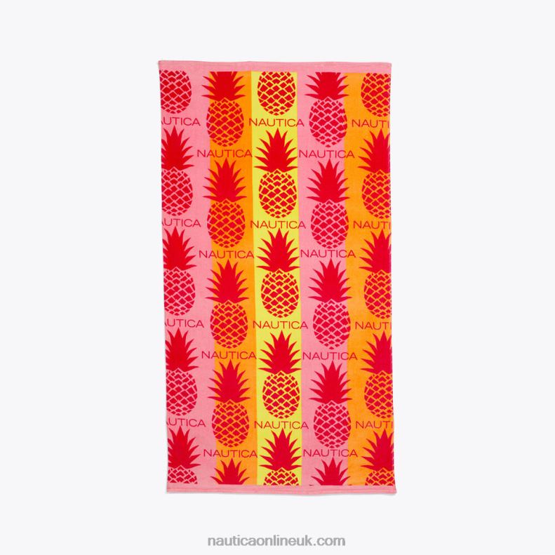 Nautica Pineapple Print Beach Towel L6J4L250 Bow Burgundy Men