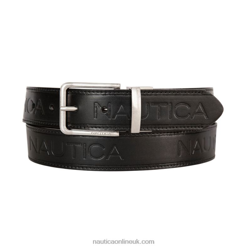 Nautica Logo Embossed Belt L6J4L126 Black Men
