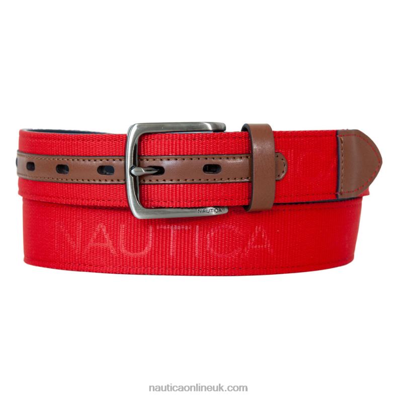 Nautica Logo Embossed Belt L6J4L164 Nautica Red/Orange Men