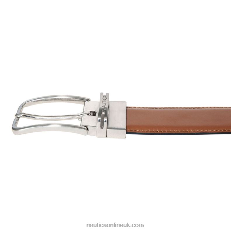 Nautica Reversible Leather Dress Belt L6J4L160 Khaki Beach Men
