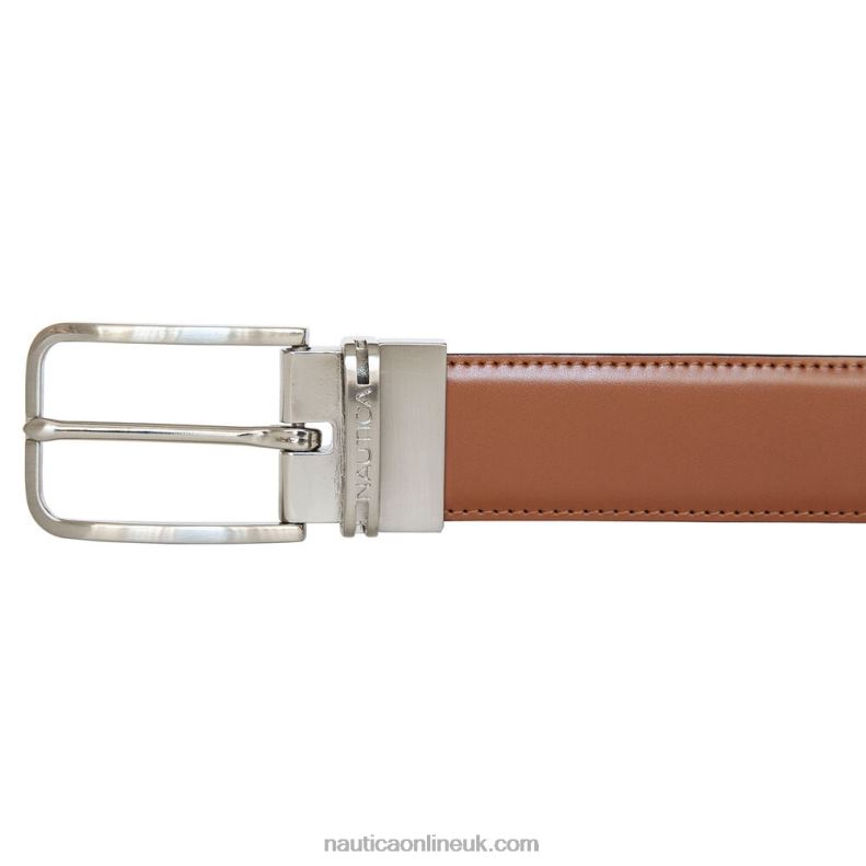 Nautica Reversible Leather Dress Belt L6J4L160 Khaki Beach Men