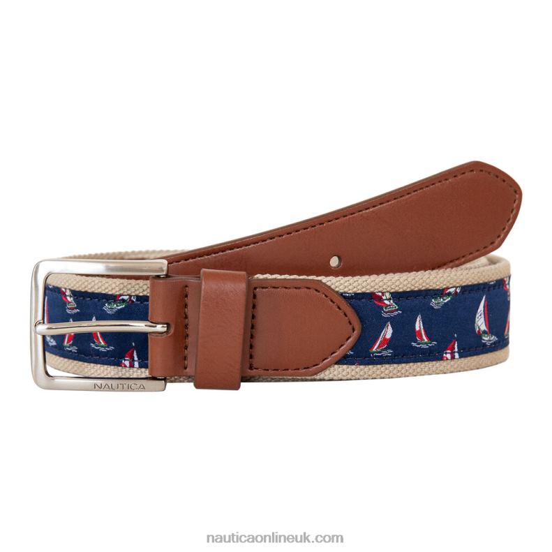 Nautica Sailboat Leather Belt L6J4L112 Workshirt Blue Men