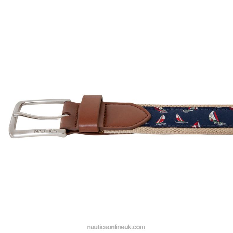 Nautica Sailboat Leather Belt L6J4L112 Workshirt Blue Men