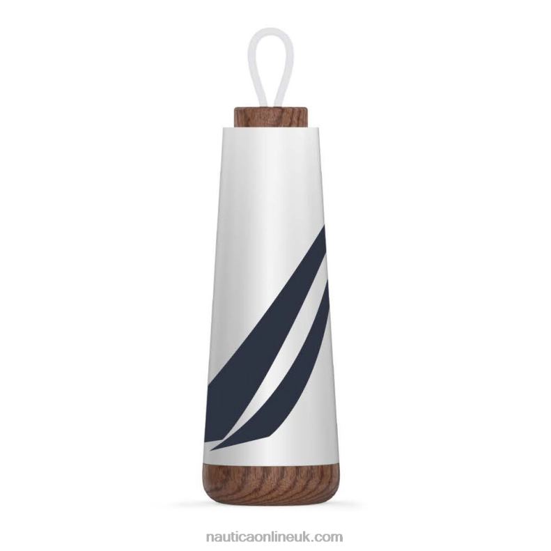 Nautica J-Class Stainless Steel And Acacia Wood Water Bottle L6J4L313 Antique White Wash Men