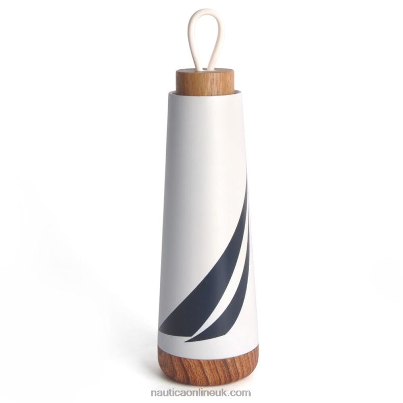 Nautica J-Class Stainless Steel And Acacia Wood Water Bottle L6J4L313 Antique White Wash Men