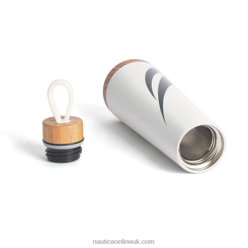 Nautica J-Class Stainless Steel And Acacia Wood Water Bottle L6J4L313 Antique White Wash Men