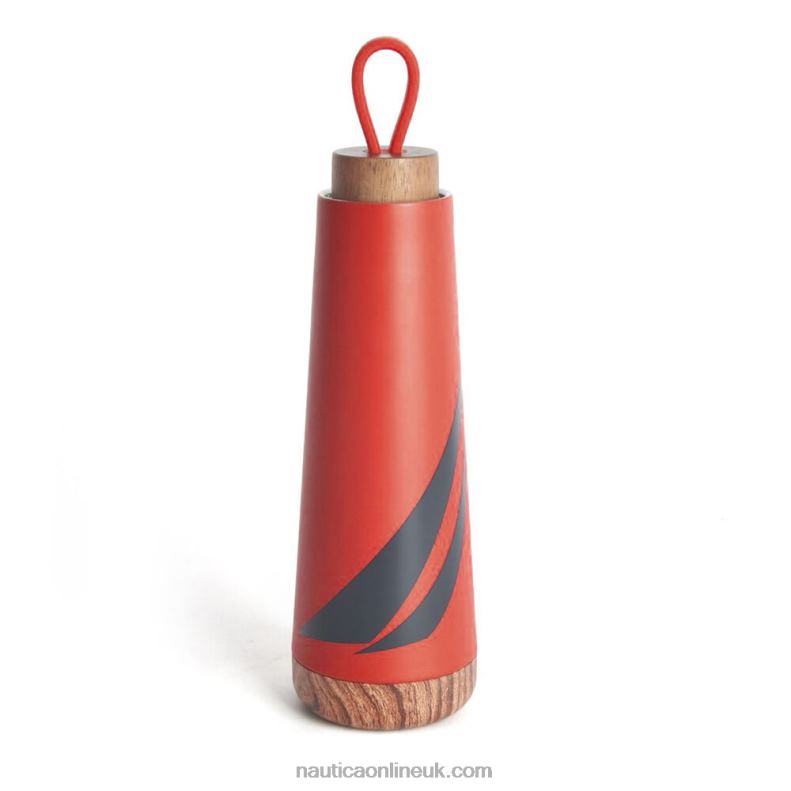 Nautica J-Class Stainless Steel And Acacia Wood Water Bottle L6J4L343 Nautica Red/Orange Men