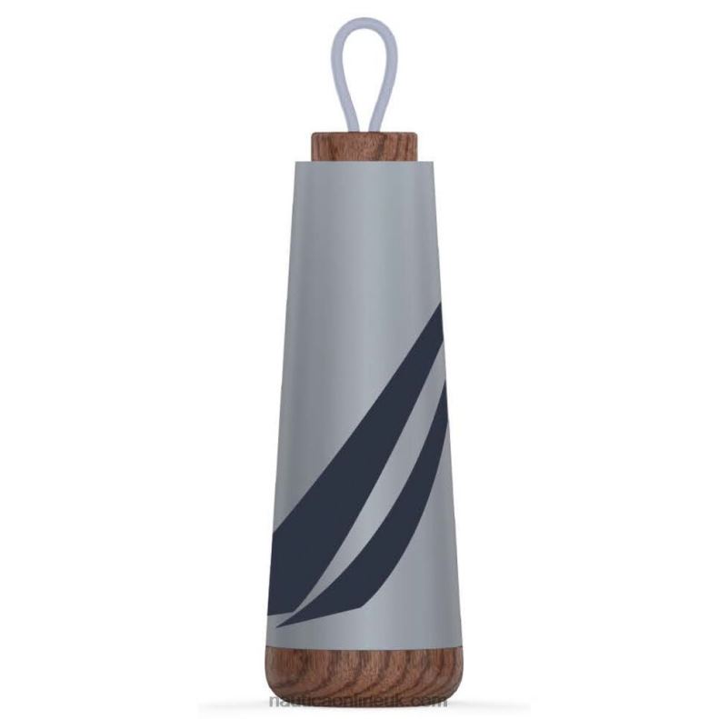Nautica J-Class Stainless Steel And Acacia Wood Water Bottle L6J4L923 Grey Heather Men
