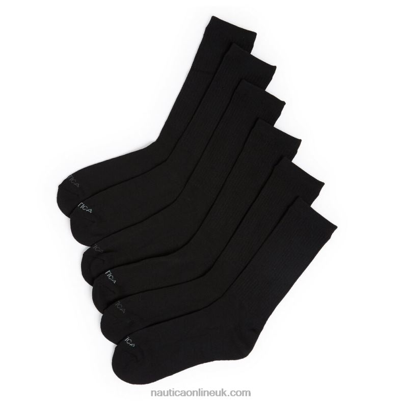 Nautica 5 Pack Athletic Core Basic Crew Sock L6J4L244 True Black Men