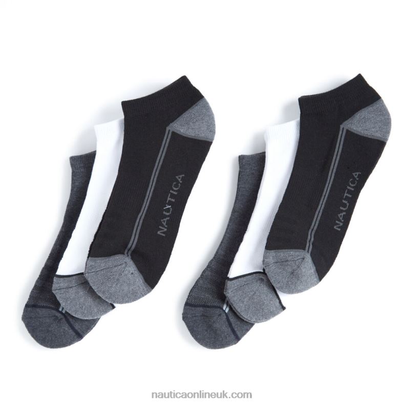 Nautica 6 Pack Athletic Core Logo Sock L6J4L123 True Black Men