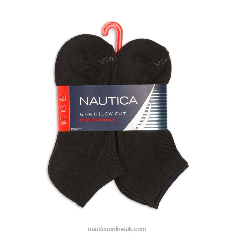 Nautica 6 Pack Athletic Core Sock L6J4L124 True Black Men