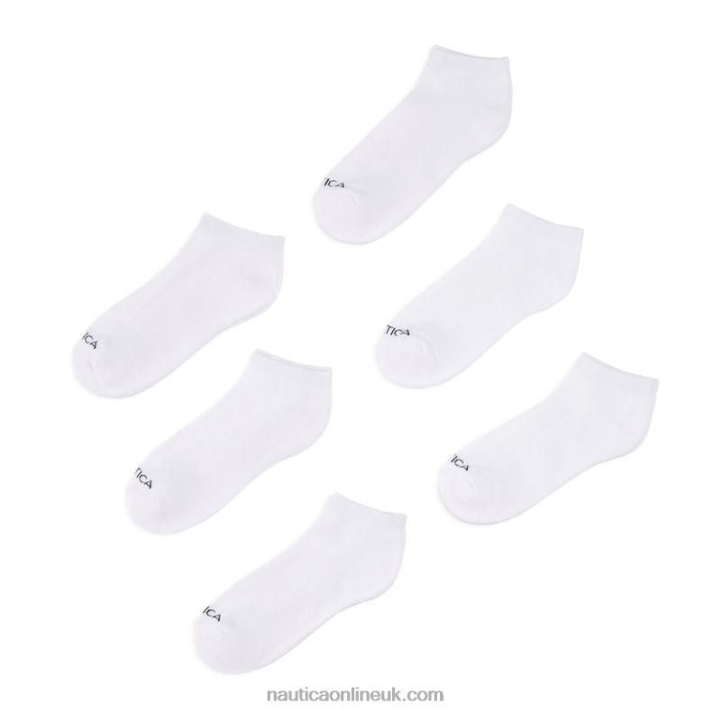 Nautica 6 Pack Athletic Core Sock L6J4L141 Bright White Men
