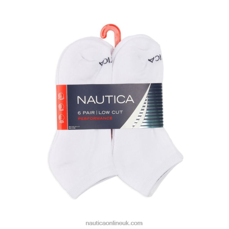 Nautica 6 Pack Athletic Core Sock L6J4L141 Bright White Men