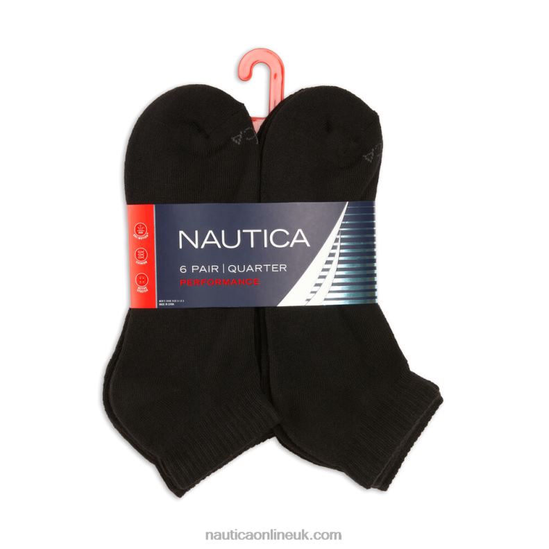 Nautica Athletic Core Quarter Socks 6-Pack L6J4L110 Black Men