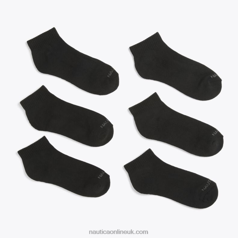 Nautica Athletic Core Quarter Socks 6-Pack L6J4L110 Black Men