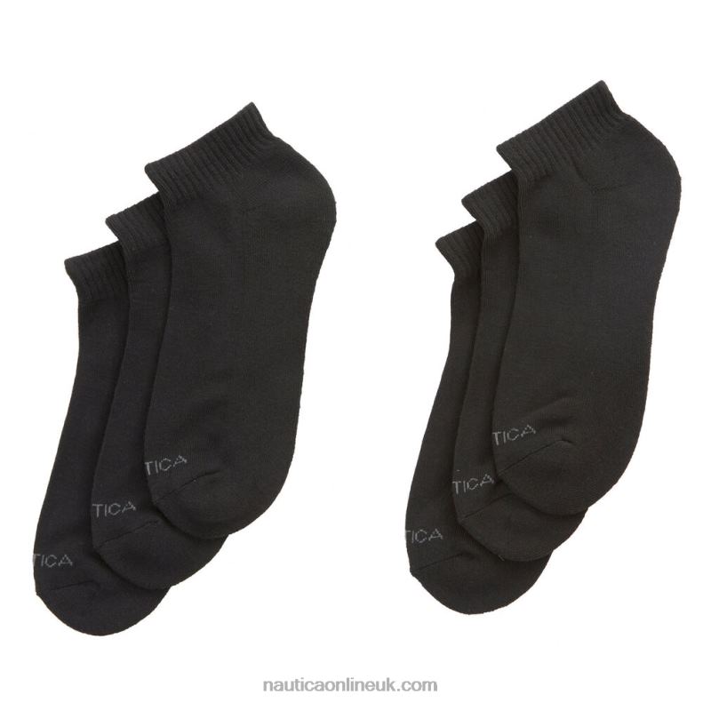 Nautica Athletic Core Quarter Socks 6-Pack L6J4L59 Black Men