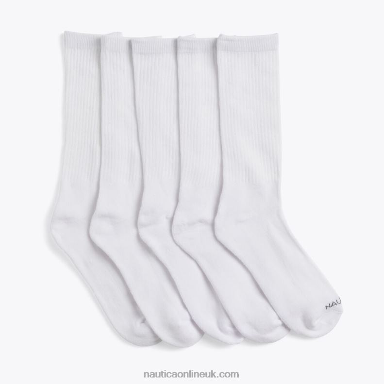 Nautica Athletic Crew Socks 5-Pack L6J4L125 Dove Men