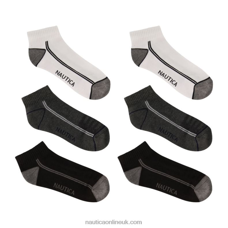Nautica Athletic Logo Quarter Socks 6-Pack L6J4L194 Black Onyx Men