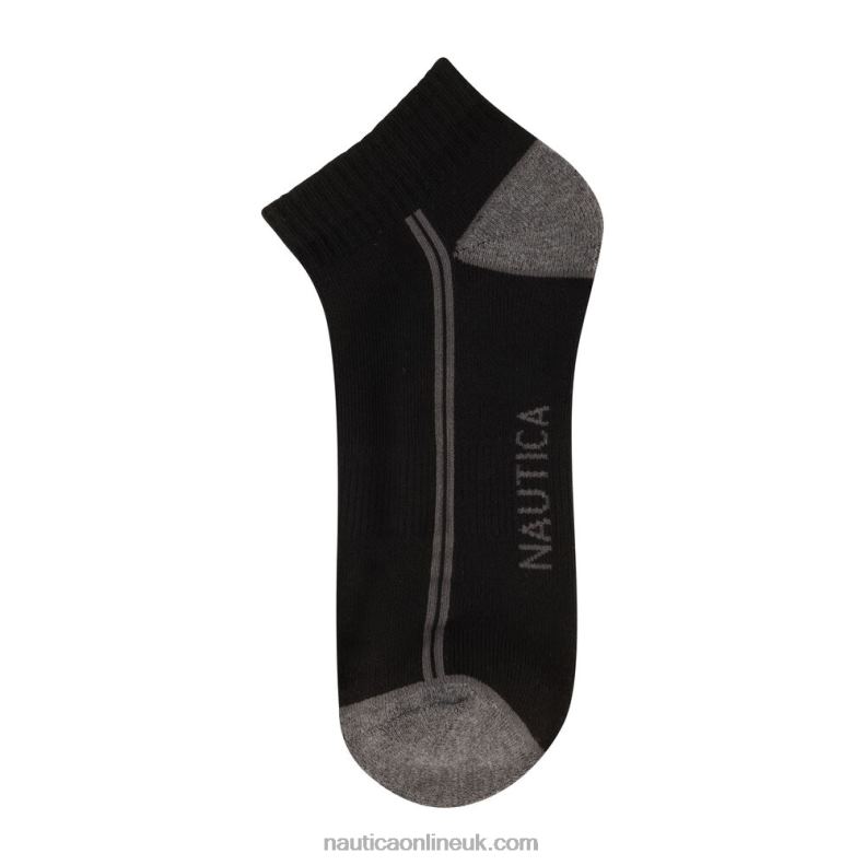 Nautica Athletic Logo Quarter Socks 6-Pack L6J4L194 Black Onyx Men
