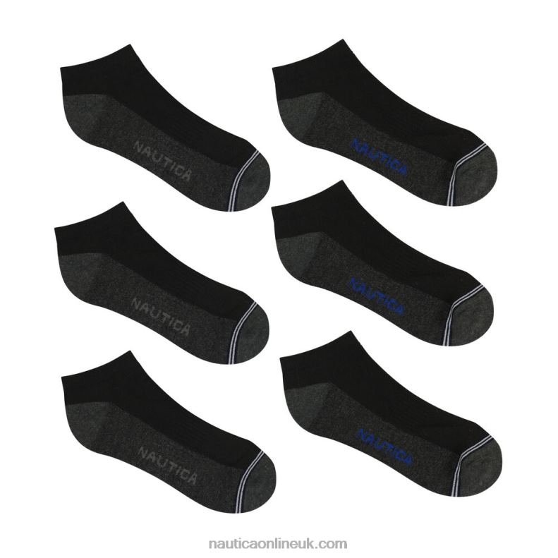 Nautica Athletic Low-Cut Socks 6-Pack L6J4L113 Black Men