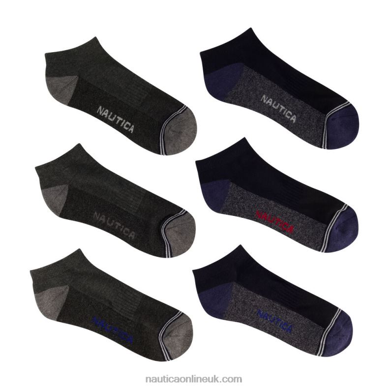 Nautica Athletic Low-Cut Socks 6-Pack L6J4L114 Black Onyx Men