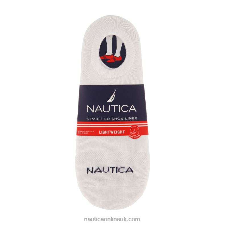 Nautica Logo Stretch Liner Socks 6-Pack L6J4L67 Black Men